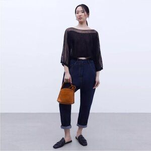 Adolpho Dominguez Black Mesh Sweater, Large